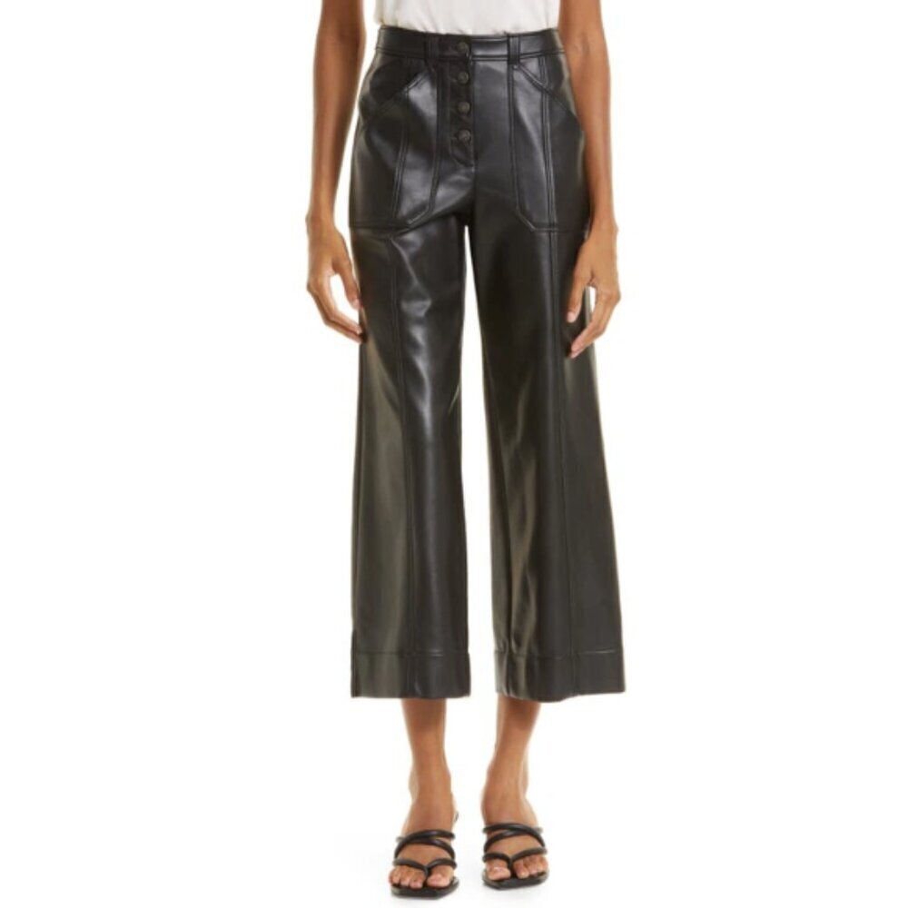 cinq a sept Black Wide Leg Faux Leather Pants